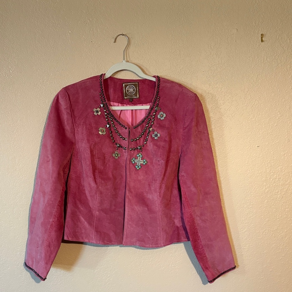 Double D Ranch Pink Suede short jacket with embellishment